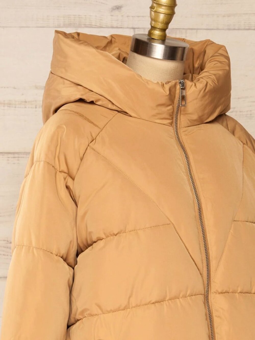 Winter Puffer Jacket Short Oversized Beige S - Picture 11 of 16